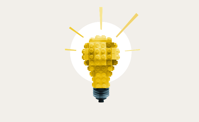 LEGO blocks lightbulb representing The Idea